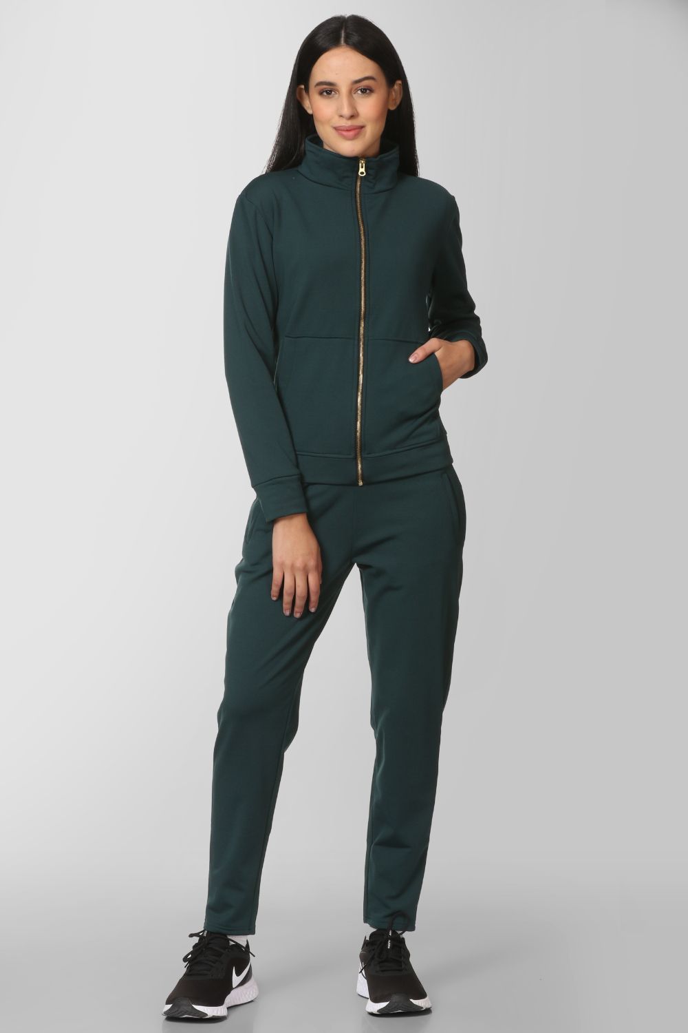 Athleisure Fleece Tracksuit with Gold Zip
