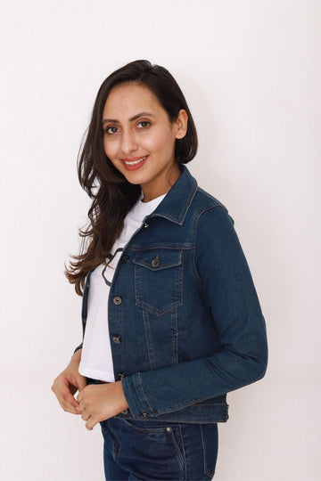 Panelled Denim Jacket with Flap Pockets