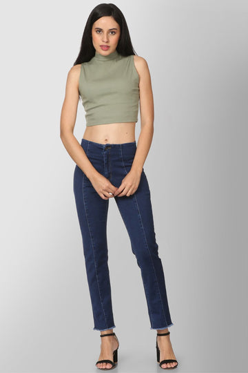 Beltless, Raw Hem Denim- Straight Fit
