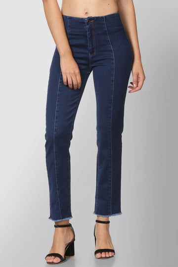 Beltless, Raw Hem Denim- Straight Fit