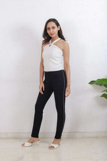 Silver side Strip Jeggings
