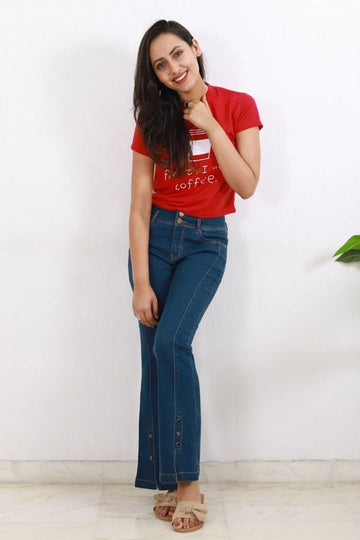 Bootcut Jeans with a Front Slit